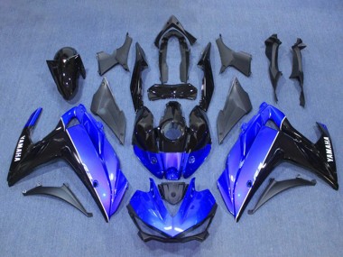 Preisgünstige Yamaha YZF R3/R25 Motorrad Verkleidung Kit 2015-2018 - Blau Glanzendes Schwarz