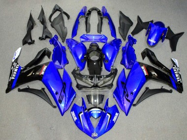 Preisgünstige Yamaha YZF R3/R25 Motorrad Verkleidung 2015-2018 - Blau Glanzendes Schwarz