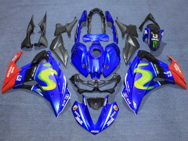 Preisgünstige Yamaha YZF R3/R25 Motorrad Verkleidung 2015-2018 - Blau Glanzendes Schwarz Rot ENEOS Monster
