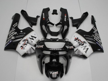 Preisgünstige Kawasaki ZX9R Motorrad Verkleidung 1994-1997 - Glanzendes Schwarz Weiss West