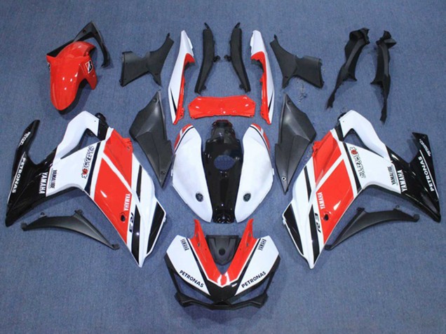 Preisgünstige Yamaha YZF R3/R25 Motorrad Verkleidung 2015-2018 - Weiss Rot Schwarz Petronas Yamalube