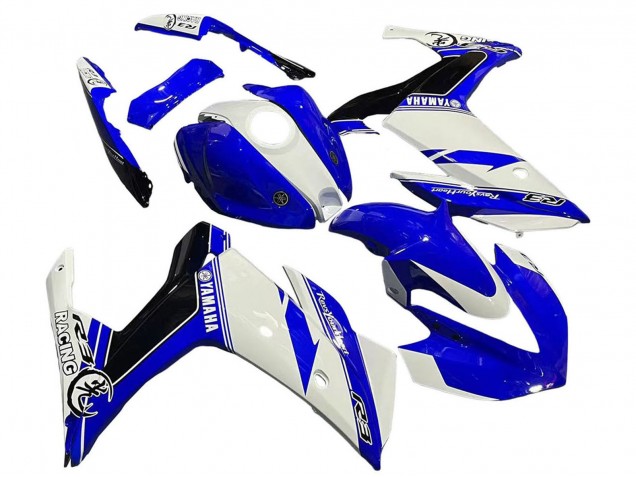 Preisgünstige Yamaha YZF R3/R25 Motorrad Verkleidung 2015-2018 - Weiss Blau Schwarz Rennen