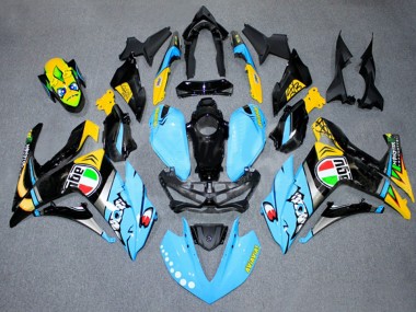 Preisgünstige Yamaha YZF R3/R25 Motorrad Verkleidung 2015-2018 - Hellblau Gelb Silber Schwarz