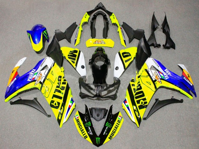 Preisgünstige Yamaha YZF R3/R25 Motorrad Verkleidung 2015-2018 - Gelb Blau Schwarz Monster