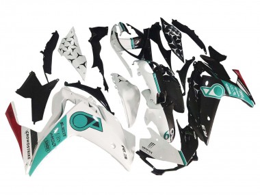 Preisgünstige Yamaha YZF R3/R25 Motorrad Verkleidung 2015-2018 - Weiss Grun Glanzendes Schwarz