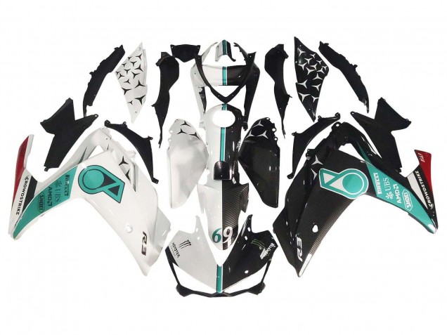 Preisgünstige Yamaha YZF R3/R25 Motorrad Verkleidung 2015-2018 - Weiss Grun Glanzendes Schwarz