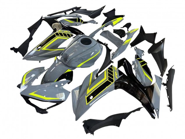 Preisgünstige Yamaha YZF R3/R25 Motorrad Verkleidung 2015-2018 - Nardo Grau Neon Gelb Schwarz