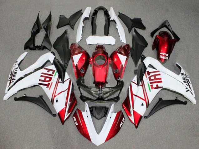 Preisgünstige Yamaha YZF R3/R25 Motorrad Verkleidung 2015-2018 - Weiss Rot Fiat Motul