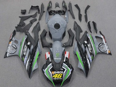 Preisgünstige Yamaha YZF R3/R25 Motorrad Verkleidung 2015-2018 - Nardo Grau Grun Schwarz ENEOS Monster 46