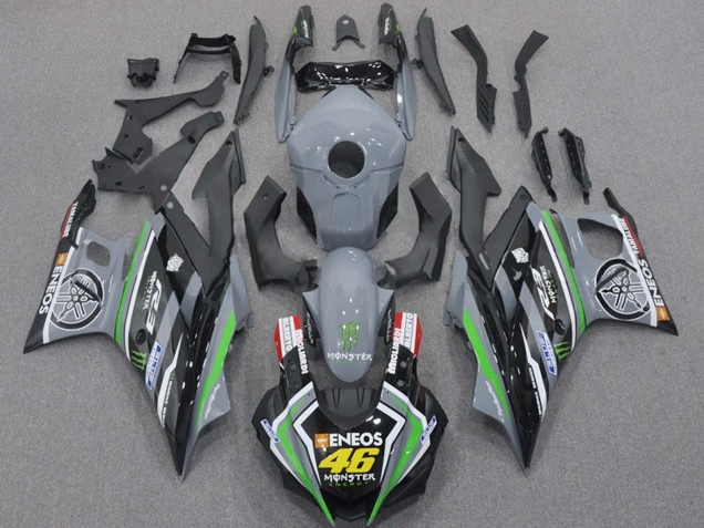 Preisgünstige Yamaha YZF R3/R25 Motorrad Verkleidung 2015-2018 - Nardo Grau Grun Schwarz ENEOS Monster 46