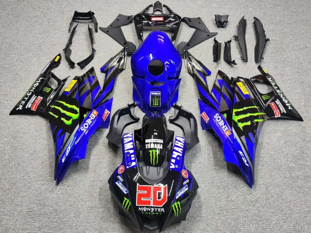 Preisgünstige Yamaha YZF R3/R25 Motorrad Verkleidung 2019-2021 - Blau Glanzendes Schwarz Grun ENEOS Monster 20