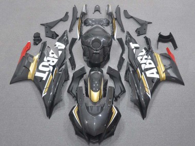Preisgünstige Yamaha YZF R3/R25 Motorrad Verkleidung 2019-2021 - Rot Gold Schwarz Carbonfaser Stil