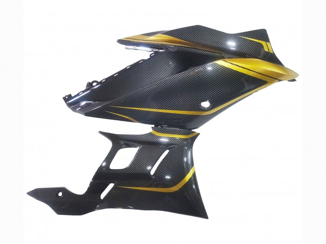 Preisgünstige Yamaha YZF R3/R25 Motorrad Verkleidung 2019-2021 - Gold Schwarz Carbonfaser