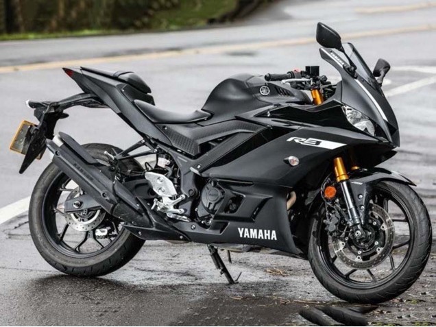Preisgünstige Yamaha YZF R3/R25 Motorrad Verkleidung 2019-2021 - Matt Schwarz Silber