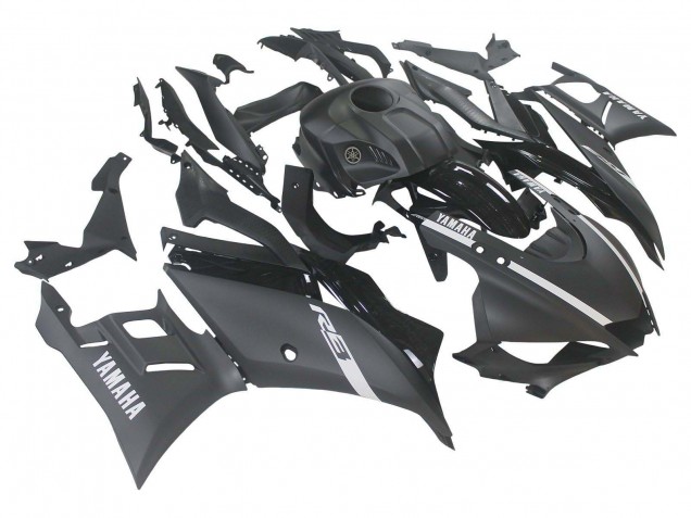 Preisgünstige Yamaha YZF R3/R25 Motorrad Verkleidung 2019-2021 - Matt Schwarz Silber