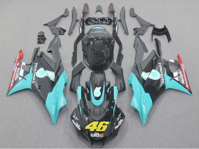 Preisgünstige Yamaha YZF R3/R25 Motorrad Verkleidung 2019-2021 - Hellblau Rot Schwarz Petronas 46