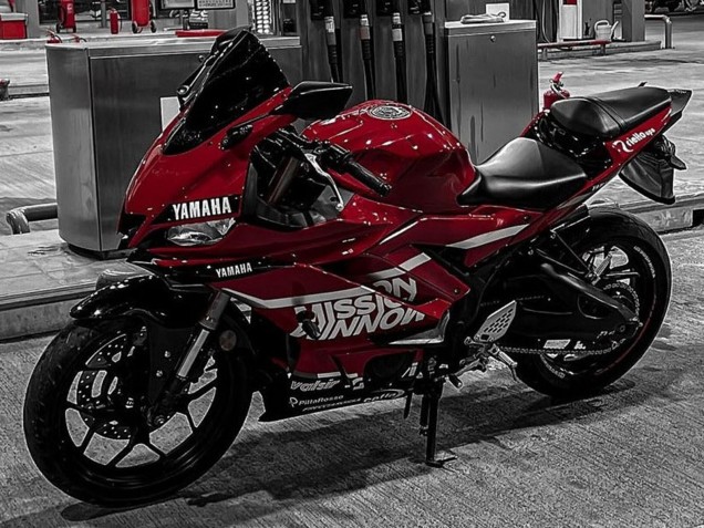 Preisgünstige Yamaha YZF R3/R25 Motorrad Verkleidung 2019-2021 - Dunkel Rot Weiss Silber Schwarz Valsir