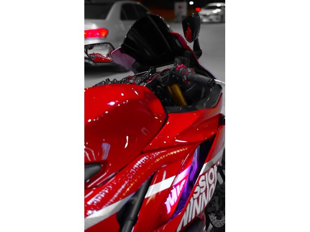 Preisgünstige Yamaha YZF R3/R25 Motorrad Verkleidung 2019-2021 - Dunkel Rot Weiss Silber Schwarz Valsir