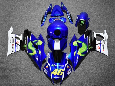 Preisgünstige Yamaha YZF R3/R25 Motorrad Verkleidung 2019-2021 - Blau Weiss Grun Schwarz Monster MoviStar ENEOS 46