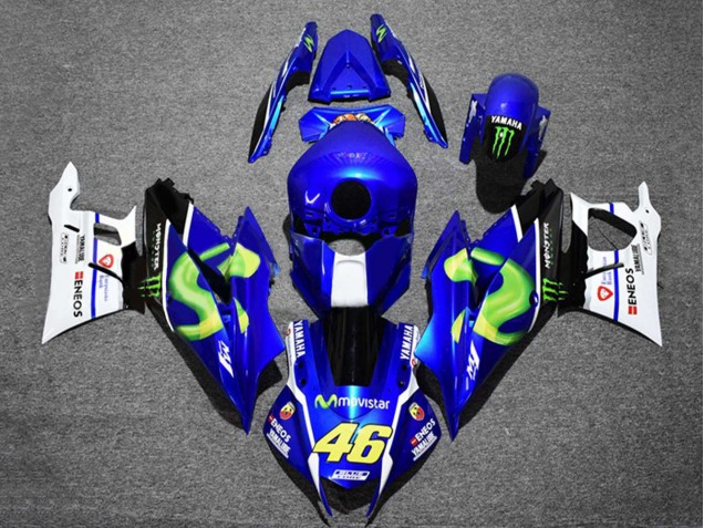 Preisgünstige Yamaha YZF R3/R25 Motorrad Verkleidung 2019-2021 - Blau Weiss Grun Schwarz Monster MoviStar ENEOS 46