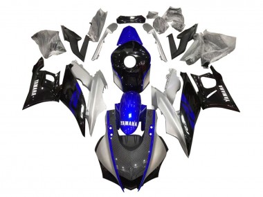 Preisgünstige Yamaha YZF R3/R25 Motorrad Verkleidung 2019-2021 - Silber Blau Schwarz Carbonfaser Stil