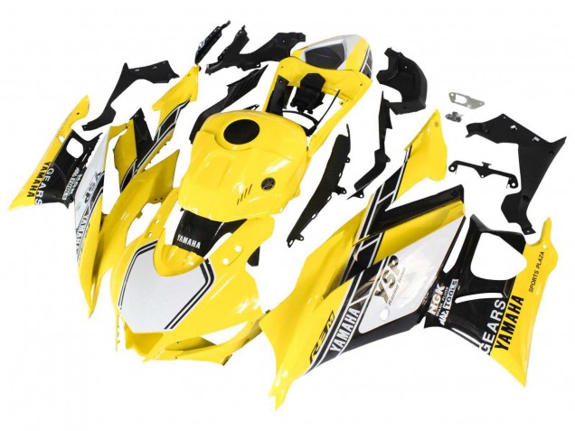 Preisgünstige Yamaha YZF R3/R25 Motorrad Verkleidung 2019-2021 - Gelb Weiss Schwarz Streifen