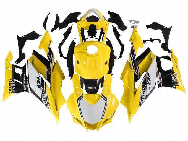 Preisgünstige Yamaha YZF R3/R25 Motorrad Verkleidung 2019-2021 - Gelb Weiss Schwarz Streifen
