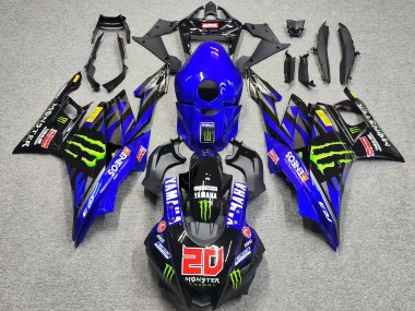 Preisgünstige Yamaha YZF R3/R25 Motorrad Verkleidung 2022-2024 - Blau Grun Schwarz Monster ENEOS 20
