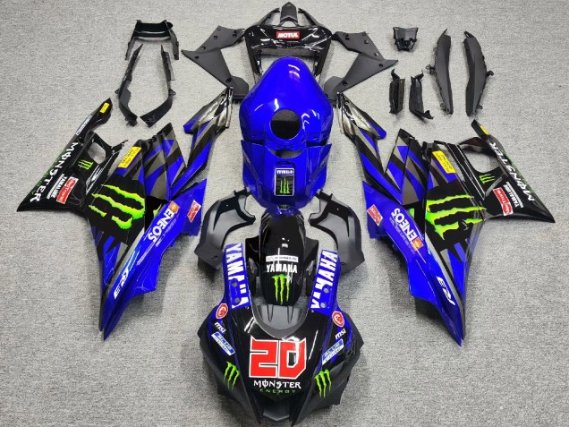 Preisgünstige Yamaha YZF R3/R25 Motorrad Verkleidung 2022-2024 - Blau Grun Schwarz Monster ENEOS 20