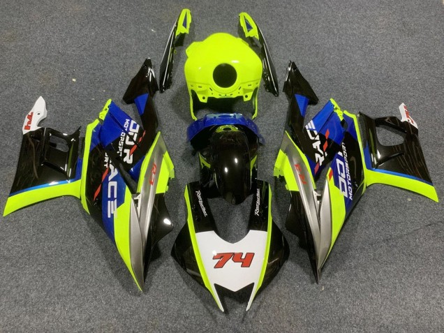 Preisgünstige Yamaha YZF R3/R25 Motorrad Verkleidung 2022-2024 - Neon Grun Blau Glanzendes Schwarz 74