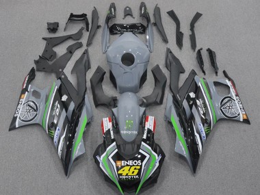 Preisgünstige Yamaha YZF R3/R25 Motorrad Verkleidung 2022-2024 - Nardo Grau Grun Schwarz Monster ENEOS 46