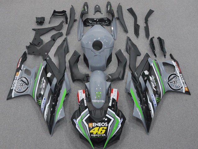 Preisgünstige Yamaha YZF R3/R25 Motorrad Verkleidung 2022-2024 - Nardo Grau Grun Schwarz Monster ENEOS 46