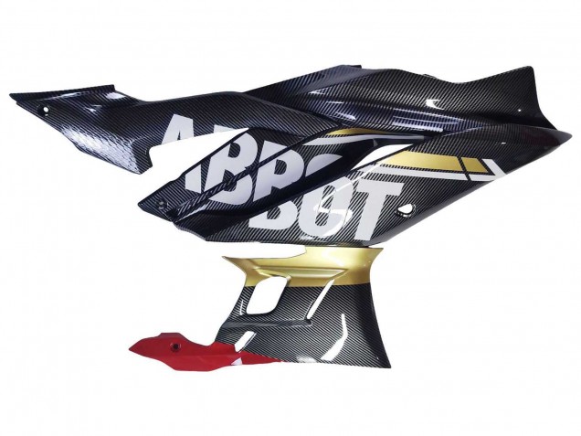Preisgünstige Yamaha YZF R3/R25 Motorrad Verkleidung 2022-2024 - Schwarzer Carbonfaser Stil Goldrot ABBOT