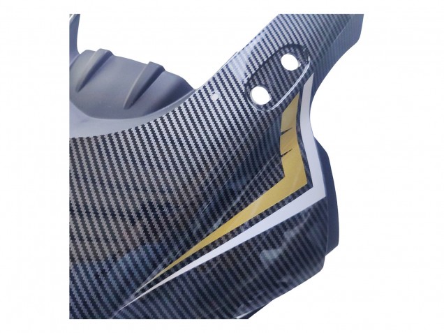 Preisgünstige Yamaha YZF R3/R25 Motorrad Verkleidung 2022-2024 - Schwarzer Carbonfaser Stil Goldrot ABBOT
