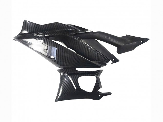 Preisgünstige Yamaha YZF R3/R25 Motorrad Verkleidung 2022-2024 - Schwarzer Carbonfaser Stil Silberblau