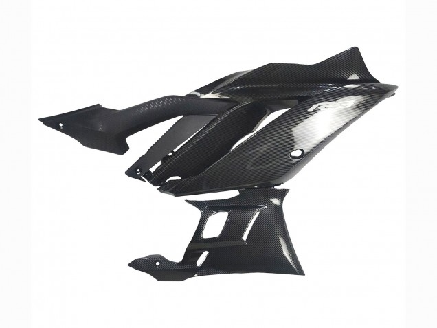 Preisgünstige Yamaha YZF R3/R25 Motorrad Verkleidung 2022-2024 - Schwarzer Carbonfaser Stil Silberblau