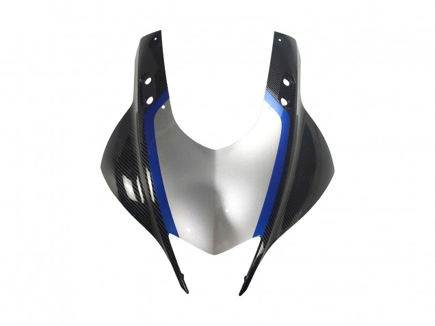 Preisgünstige Yamaha YZF R3/R25 Motorrad Verkleidung 2022-2024 - Schwarzer Carbonfaser Stil Silberblau