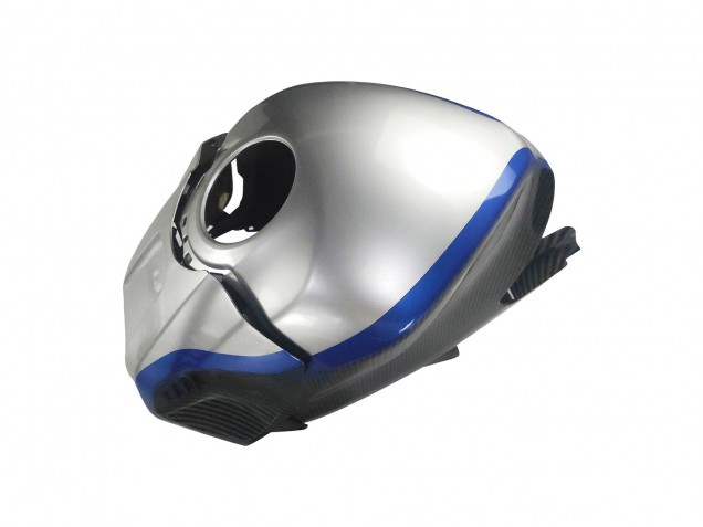 Preisgünstige Yamaha YZF R3/R25 Motorrad Verkleidung 2022-2024 - Schwarzer Carbonfaser Stil Silberblau
