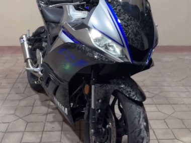 Preisgünstige Yamaha YZF R3/R25 Motorrad Verkleidung 2022-2024 - Marble Schwarz Silber Blau Geschmiedet Carbonfaser Stil