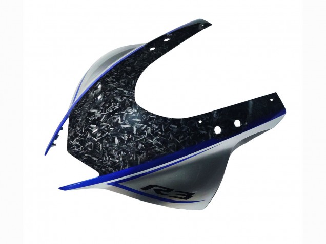 Preisgünstige Yamaha YZF R3/R25 Motorrad Verkleidung 2022-2024 - Marble Schwarz Silber Blau Geschmiedet Carbonfaser Stil