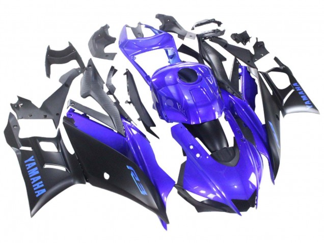 Preisgünstige Yamaha YZF R3/R25 Motorrad Verkleidung 2022-2024 - Blau Matt Schwarz