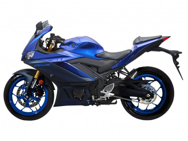 Preisgünstige Yamaha YZF R3/R25 Motorrad Verkleidung 2022-2024 - Blau Matt Schwarz