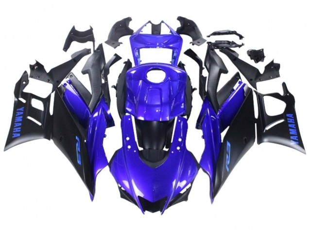Preisgünstige Yamaha YZF R3/R25 Motorrad Verkleidung 2022-2024 - Blau Matt Schwarz