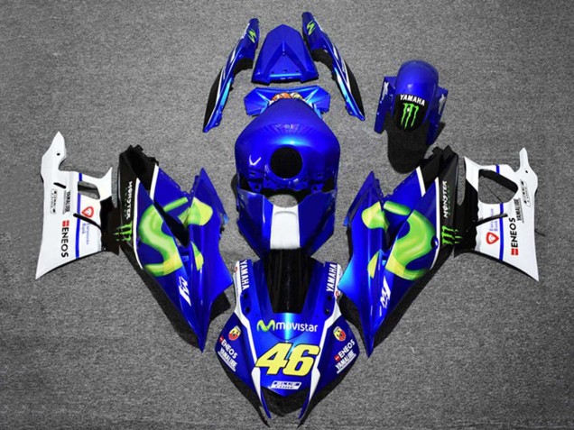 Preisgünstige Yamaha YZF R3/R25 Motorrad Verkleidung 2022-2024 - Blau Weiss Schwarz Grun Monster MoviStar Yamalube ENEOS 46