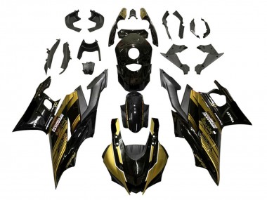 Preisgünstige Yamaha YZF R3/R25 Motorrad Verkleidung 2022-2024 - Gold Glanzendes Schwarz Semakin Didepan