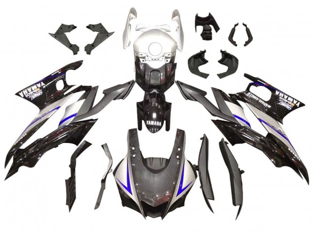 Preisgünstige Yamaha YZF R3/R25 Motorrad Verkleidung Kit 2022-2024 - Silber Blau Schwarz Carbonfaser Stil