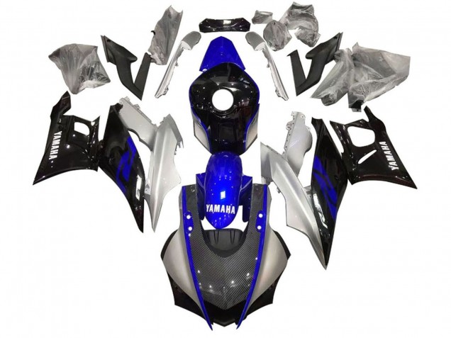 Preisgünstige Yamaha YZF R3/R25 Motorrad Verkleidung 2022-2024 - Silber Blau Schwarz Carbonfaser Stil