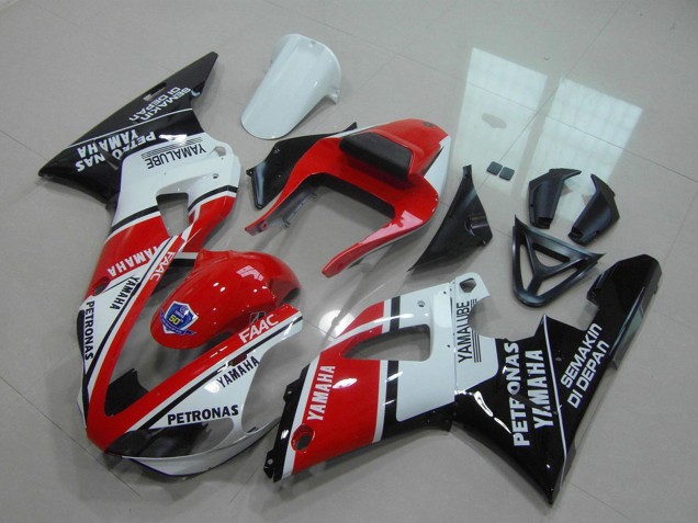 Preisgünstige Yamaha YZF R1 Motorrad Verkleidung 2000-2001 - Rot Weiss Glanzendes Schwarz Petronas Yamalube