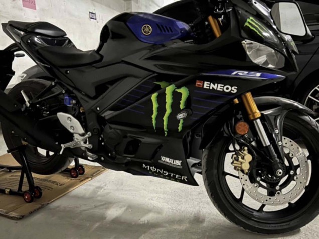 Preisgünstige Yamaha YZF R3/R25 Motorrad Verkleidung 2022-2024 - Blau Schwarz Grun Monster Yamalube ENEOS
