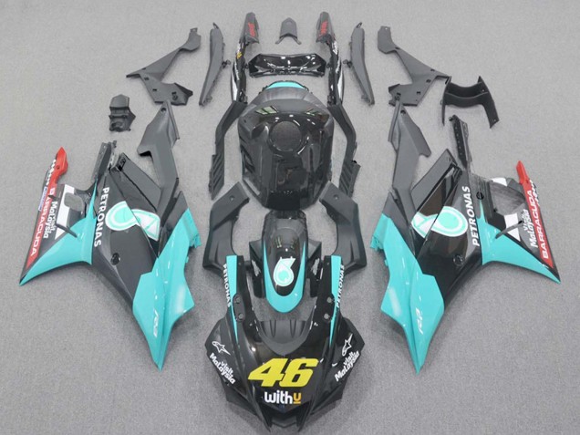 Preisgünstige Yamaha YZF R3/R25 Motorrad Verkleidung 2022-2024 - Hellblau Rot Schwarz Petronas 46